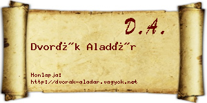 Dvorák Aladár névjegykártya