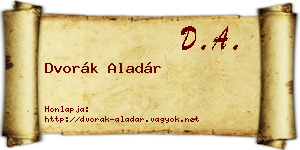 Dvorák Aladár névjegykártya